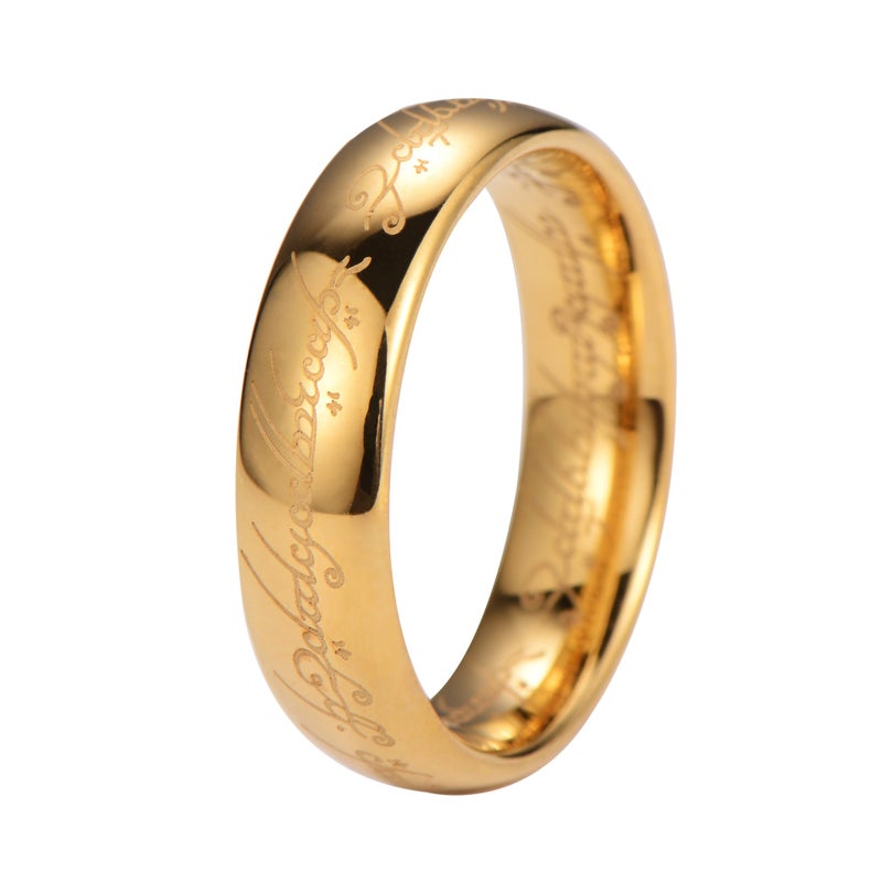 zayhoy Cross-Border 857 Tungsten Steel Ring with 18K Gold Lettering, Bold King's Ring for Couples - Direct from Manufacturer - Image 5