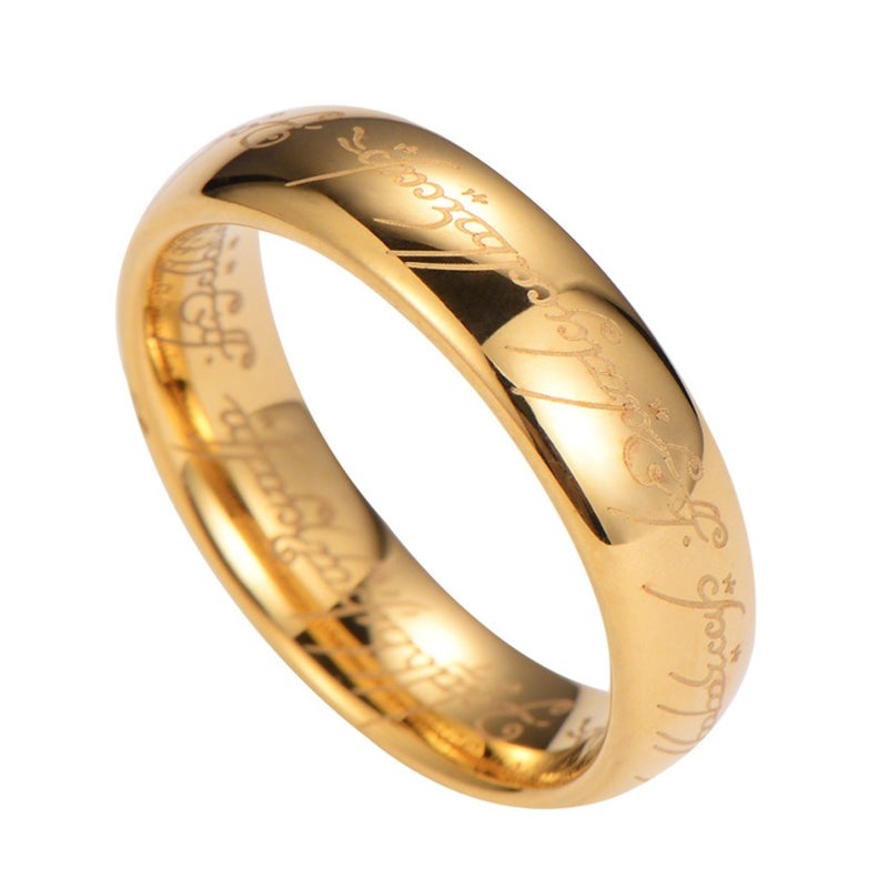zayhoy Cross-Border 857 Tungsten Steel Ring with 18K Gold Lettering, Bold King's Ring for Couples - Direct from Manufacturer - Image 4