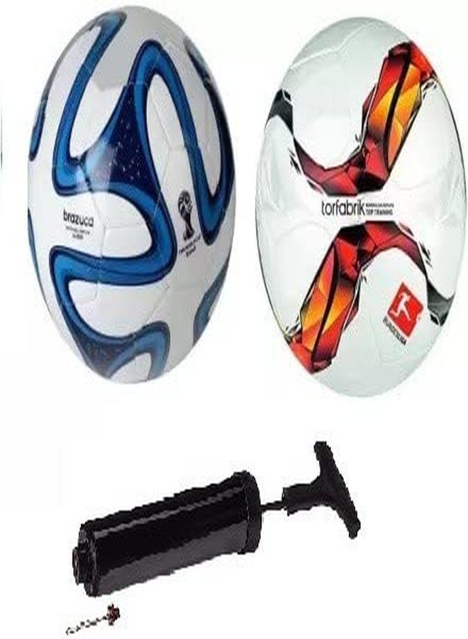 WIKIGO Set of Bundesliga & BrazucaBlue Football with Air Pump - Image 1