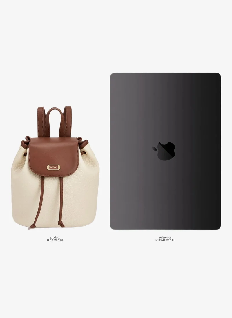 Missy Textured Backpack With Flap Closure