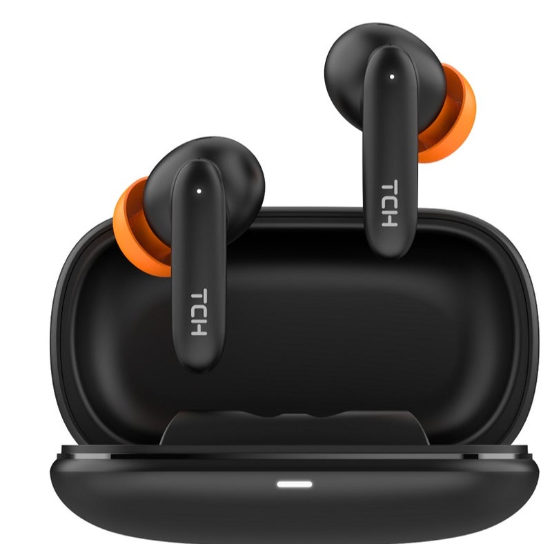 TCH L20 Wireless Earbuds Black, Bluetooth 5.4, ANC 28dB, ENC Dual Mic, 55ms Low Latency, 30H Playtime, 13mm Drivers, Type-C Fast Charging, IPX4 - Image 1