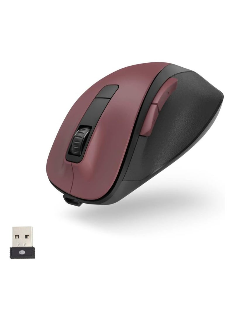 هاما Hama MW-500 Rechargeable Wireless Optical Mouse – 6 Buttons, USB Connectivity, Optical Sensor, Ergonomic Design – Burgundy Red  - Image 1