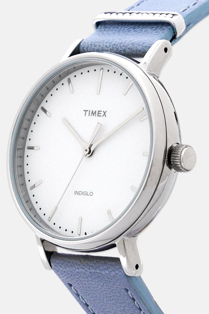 TIMEX Women TW2R70300 Quartz Leather Watch 37 mm, Slate Blue - Image 2