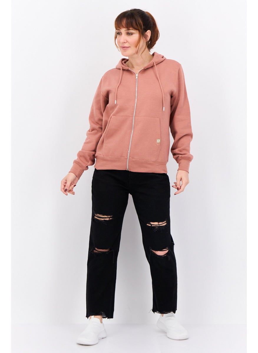 JUICE Women Hooded Plain Sweatshirt,  Dark Pink  - Image 4