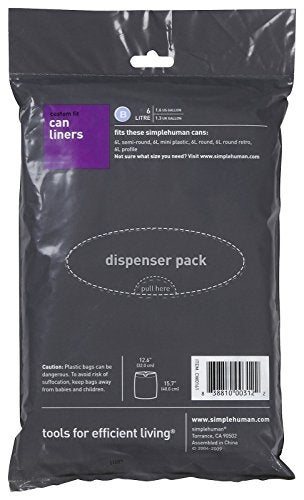simplehuman Custom Fit Trash Can Liner B, White - White - 30 ct - 2 pk - 6 liter - Image 2
