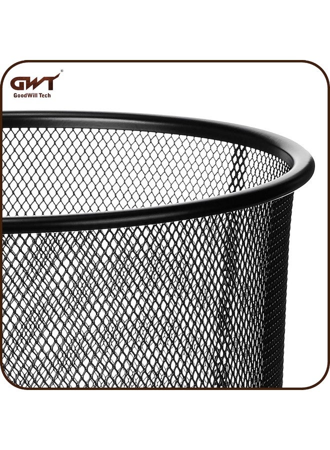 GoodWill Tech Open-Top Cylindrical Metal Mesh Recycling Dustbins- Waste Basket for Home/Office/Coffee Shop/Hotel Non-Toxic - Black (Set of 9, Medium (13L)) - Image 5