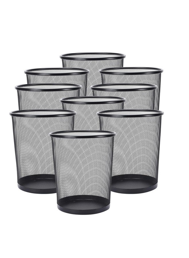 GoodWill Tech Open-Top Cylindrical Metal Mesh Recycling Dustbins- Waste Basket for Home/Office/Coffee Shop/Hotel Non-Toxic - Black (Set of 9, Medium (13L)) - Image 1