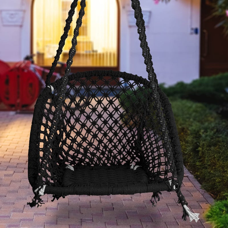 Generic Swingkart Regular Indoor Outdoor D Shape Hanging Swing Chair Black  - Image 4