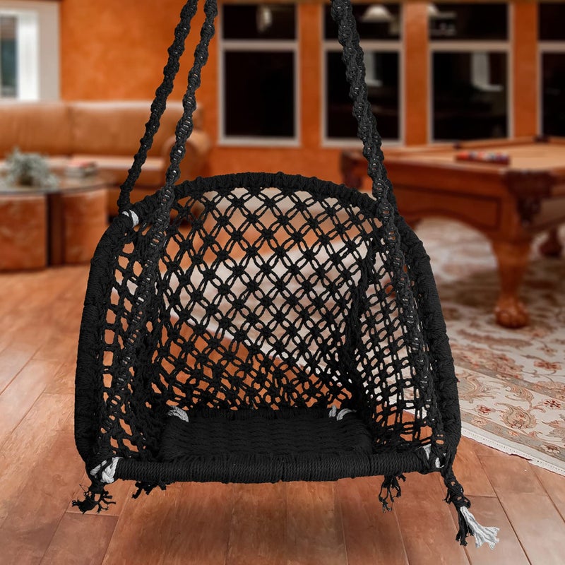 Generic Swingkart Regular Indoor Outdoor D Shape Hanging Swing Chair Black  - Image 5