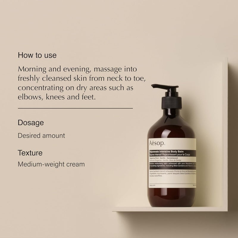 Aesop Rejuvenate Intensive Body Balm 500 ml - Nourishing Moisturizer with Tangerine Rind, Vanilla, and Sandalwood - Image 2