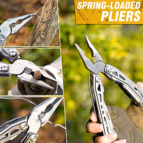 BIBURY Multitools BI2043, 17-in-1 Portable Multitool Foldable Spring-Loaded Pliers with Scissors, Can Opener & Screwdriver, Safety Locking EDC Tools for Camping Outdoor Activities Home Repair (Black) - Image 3