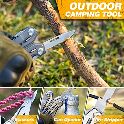 BIBURY Multitools BI2043, 17-in-1 Portable Multitool Foldable Spring-Loaded Pliers with Scissors, Can Opener & Screwdriver, Safety Locking EDC Tools for Camping Outdoor Activities Home Repair (Black) - Image 4