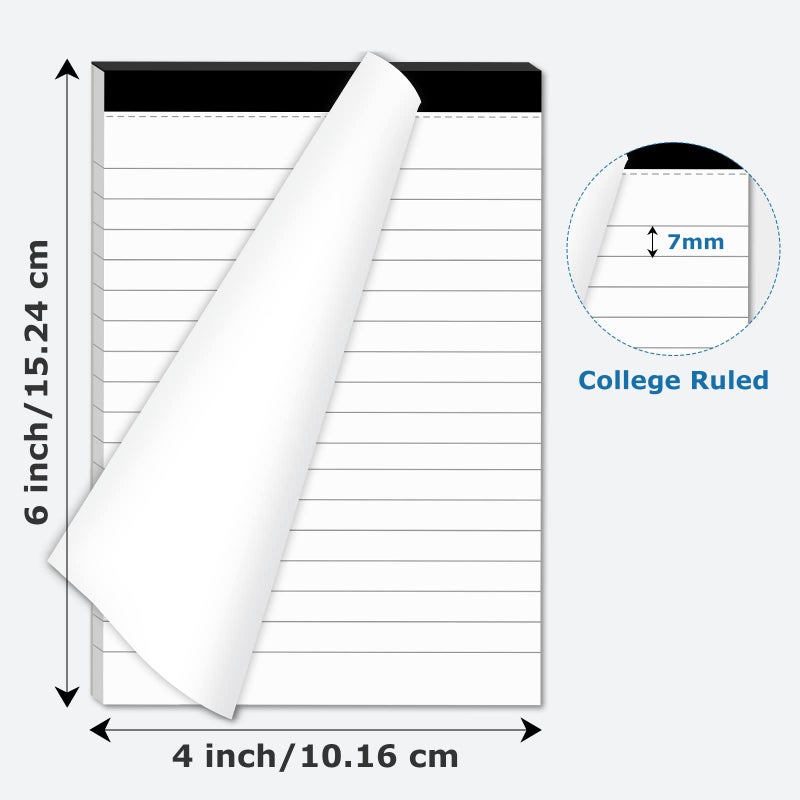 MuiAng 6 Pcs Perforated Note Pads College Ruled - 4" x 6" Inch Writing Notepad for Daily Planning - Perforated Small Notepads with 31 Sheets per Pad - Ruled Papers - Image 2