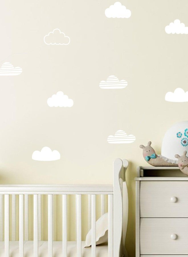 JURUOXIN 24 Pcs/Set Clouds Decal Vinyl Wall Sticker for Kids Room Nursery Decoration Boy Girl Child Bedroom Living Room Art Decor Home House Design Mural YMX57 (White) - Image 2