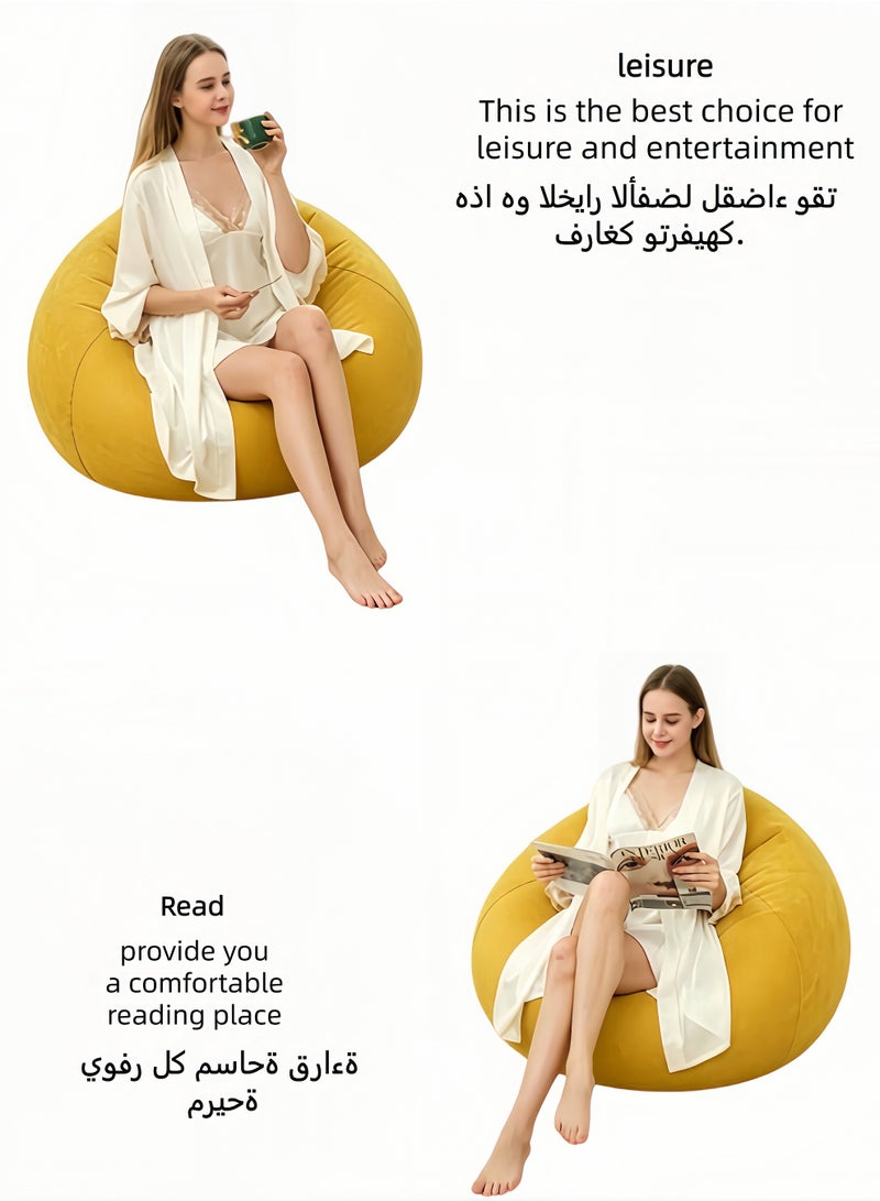 Folding portable inflatable flocking sofa, inflatable bean bag chair, bean bag-free, inflatable recliner, couch, couch, air furniture, inflatable chair. - Image 4