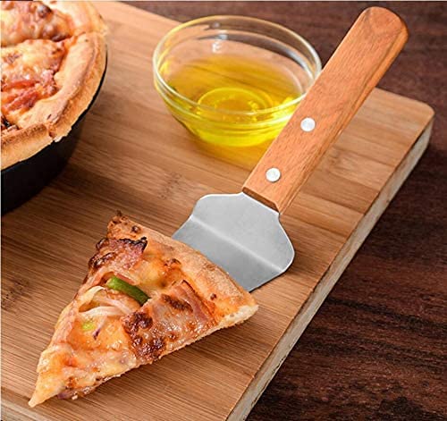 we3 Pie Server Cake Holder Transfer Triangular Spade Spatula for Pizza Cake Baking Wood Wooden Handle Shovel Stainless Steel (Pack of 1) - Image 4
