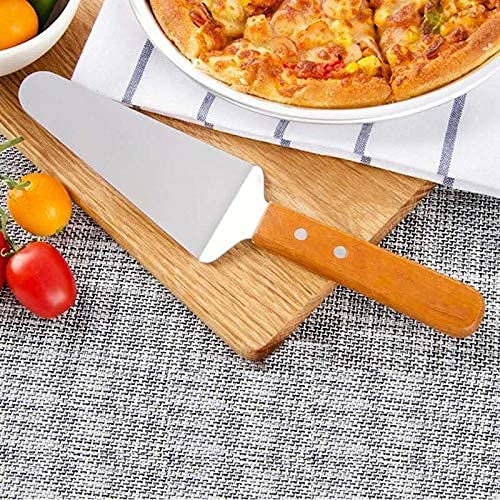 we3 Pie Server Cake Holder Transfer Triangular Spade Spatula for Pizza Cake Baking Wood Wooden Handle Shovel Stainless Steel (Pack of 1) - Image 5