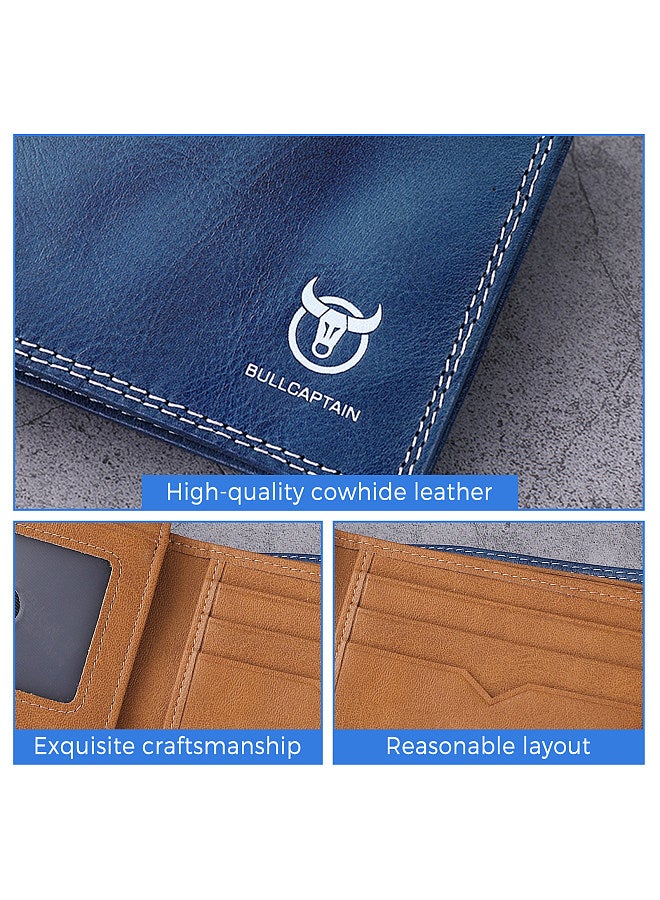 BULLCAPTAIN Men Leather Bifold Wallet with Flip Pocket Card Holder Wallet Purse  - Image 2