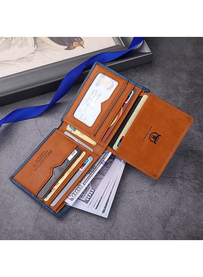BULLCAPTAIN Men Leather Bifold Wallet with Flip Pocket Card Holder Wallet Purse  - Image 5
