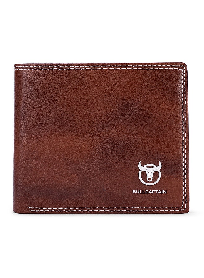 BULLCAPTAIN Men Leather Bifold Wallet with Flip Pocket Card Holder Wallet Purse  - Image 1