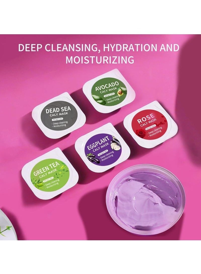 إيلهو Clay Face Mask - Deep Cleansing&Hydrating with Avocado, Dead Sea Minerals, Rose, Eggplant,&Green Tea Extracts, Ideal for All Skin Types, 10 Individual Packs for a Refreshing Skincare Routine - Image 3