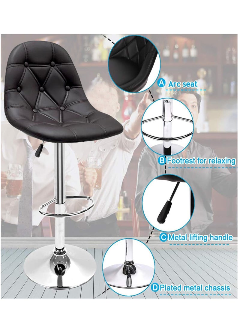 SET OF 2 Bar Stools Modern Counter Height Barstools Adjustable