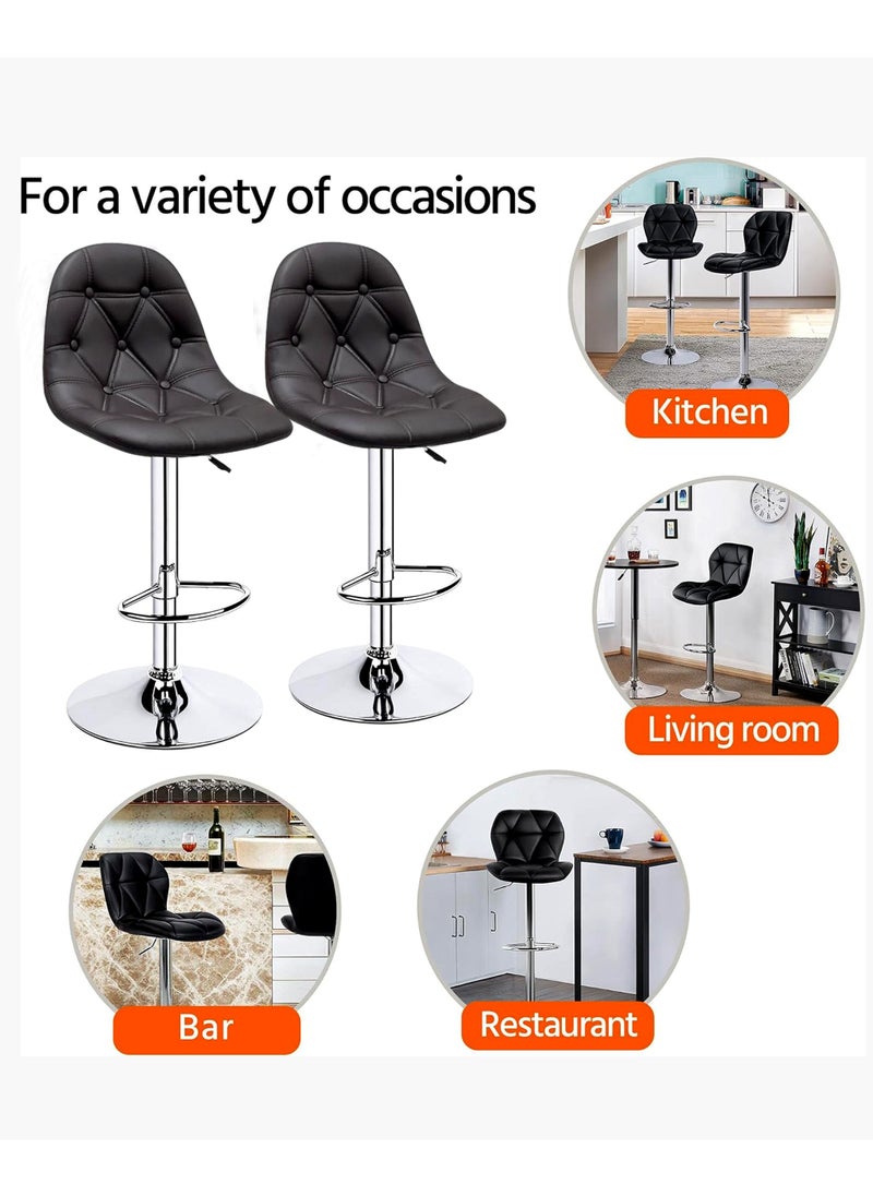 SET OF 2 Bar Stools Modern Counter Height Barstools Adjustable