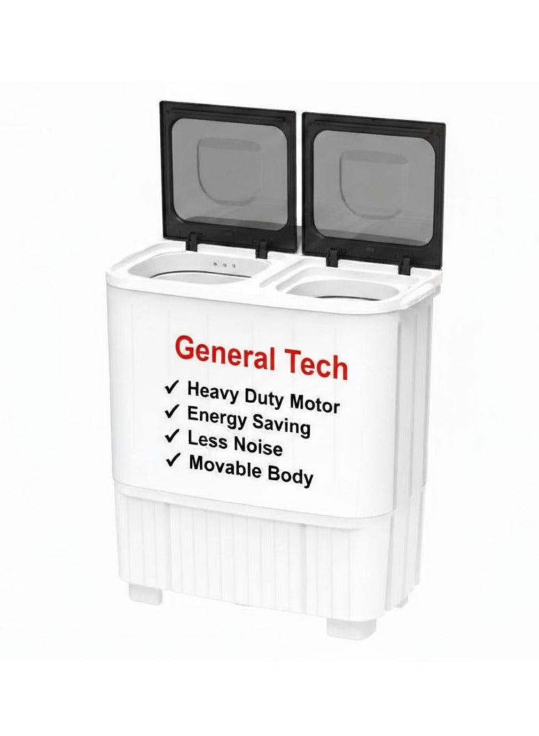 General Tech 7.5 Kilo Twin Top Loading Semi Auto Washing Machine, High Quality, Easy to Move, - Image 3