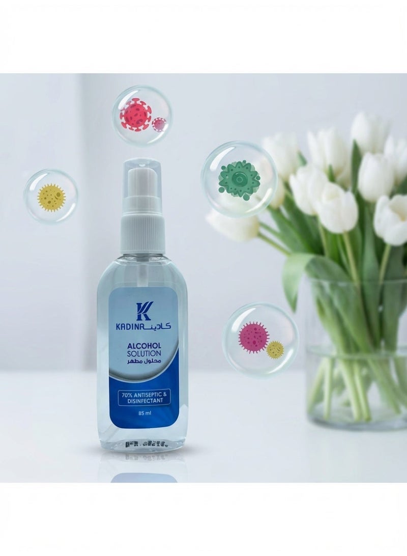 kadina 3 Kadina Fast-Acting Disinfectant and Sanitizer Bottles - 85ml each | Kills 99.9% of germs | Suitable for surfaces and hands | Convenient travel spray - Image 3