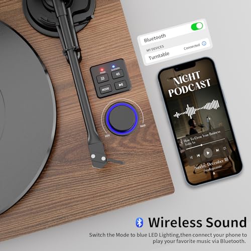 DIGITNOW Bluetooth Turntable HiFi System with 36 Watt Bookshelf Speakers, Patend Designed Vinyl Record Player with Magnetic Cartridge, Bluetooth Playback and Auto Off - Image 5