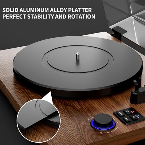DIGITNOW Bluetooth Turntable HiFi System with 36 Watt Bookshelf Speakers, Patend Designed Vinyl Record Player with Magnetic Cartridge, Bluetooth Playback and Auto Off - Image 4