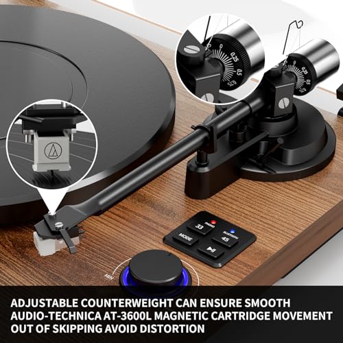 DIGITNOW Bluetooth Turntable HiFi System with 36 Watt Bookshelf Speakers, Patend Designed Vinyl Record Player with Magnetic Cartridge, Bluetooth Playback and Auto Off - Image 2