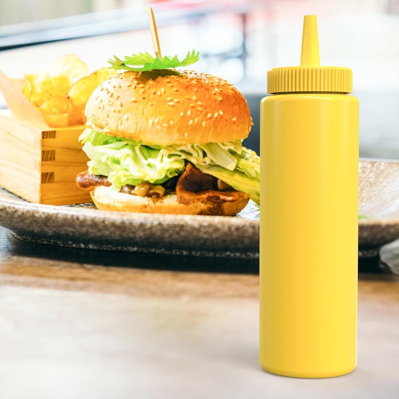BRIGHTFROM Condiment Squeeze Bottles REDYELLOW 8 OZ Empty Squirt Bottle with Wide Neck  Great for Ketchup Mustard Syrup Sauces Dressing Oil BPA FREE Plastic  2 PACK - Image 3