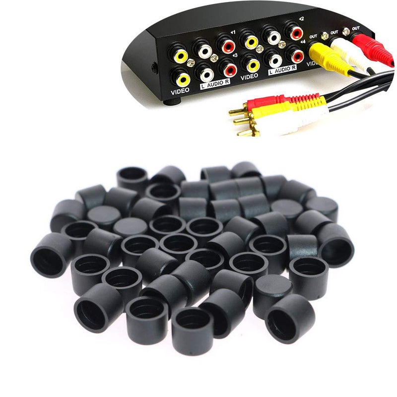 Omama RCA Female Connector Dust Proof Cap Protector Cover 100 Pcs Black - Image 5