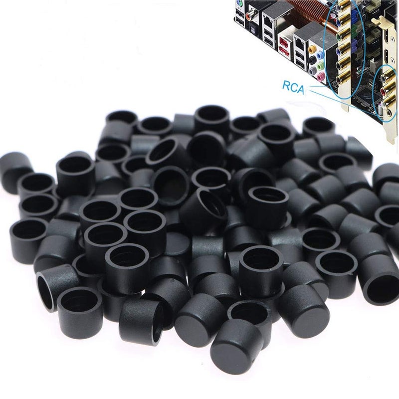 Omama RCA Female Connector Dust Proof Cap Protector Cover 100 Pcs Black - Image 4