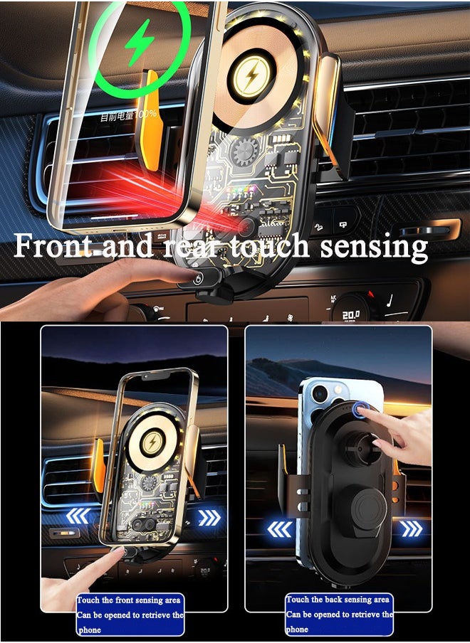 Manningwang - Car Phone Mount Wireless Charger with 15W Fast Charging Auto Clamp Mount Air Vent Phone Mount - Image 1