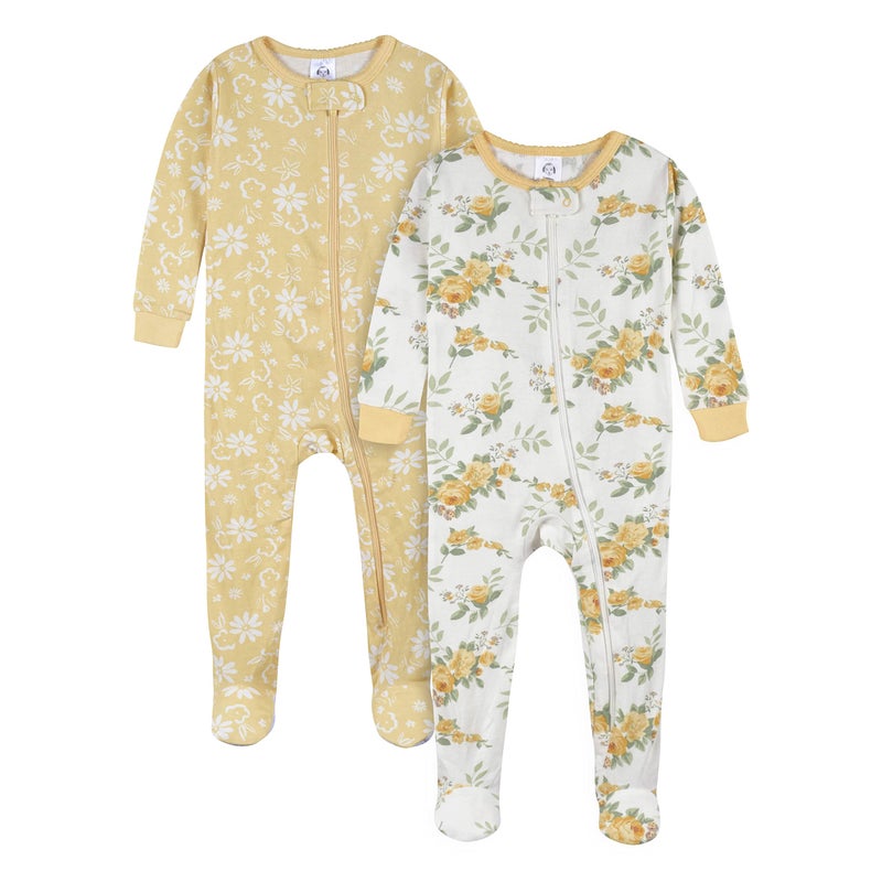 Gerber Baby Girls 4-pack Footed Pajamas And Toddler Sleepers, Roses And Fox, 18 Months US - Image 3