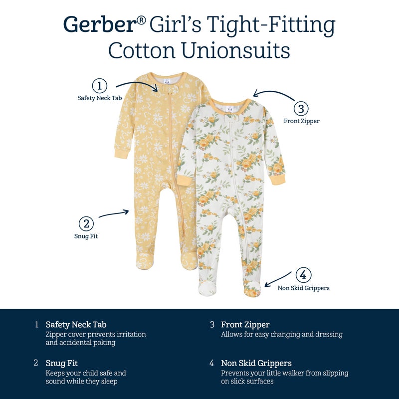 Gerber Baby Girls 4-pack Footed Pajamas And Toddler Sleepers, Roses And Fox, 18 Months US - Image 5
