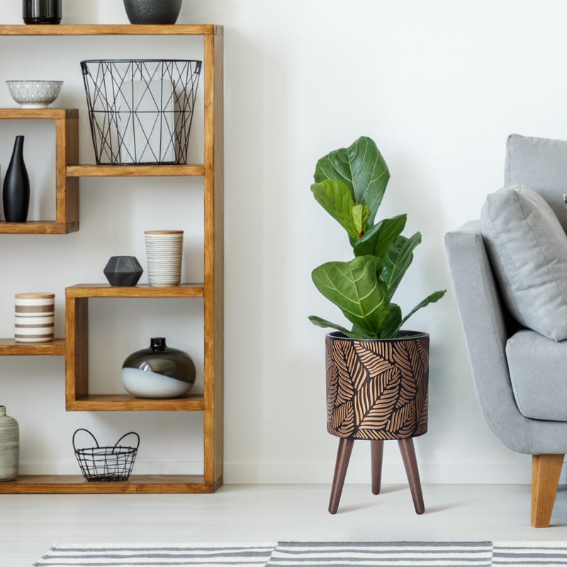 D'vine Dev 10 Inch Planter Pot with Stand, Mid-Century Tall Plant Pot with Legs for Indoor Plants, Medium, Bronze/Grey, 88-L-B-6 - Image 5