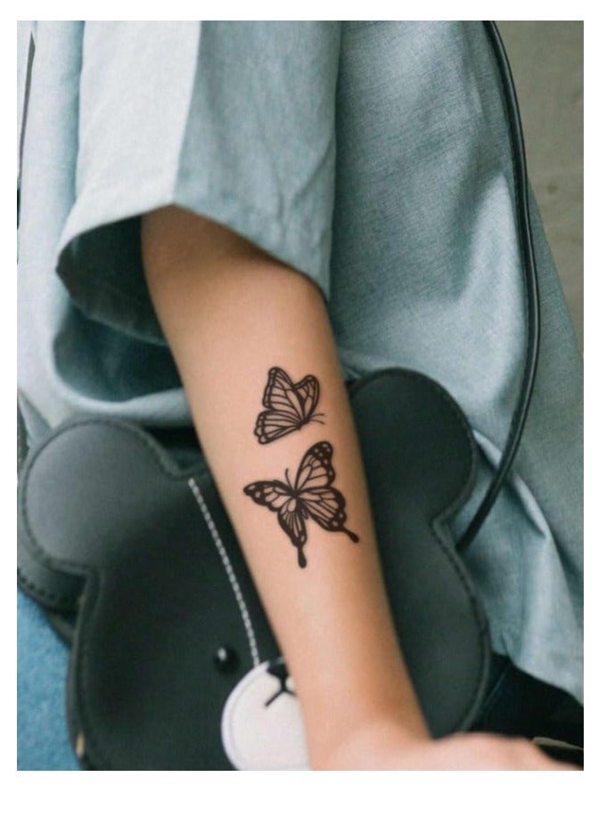 ملصقات وشم مؤقتة وهمية مقاومة للماء على شكل فراشة عباد الشمس وزهور الورد وملصقات وشم مختلفة الأشكال وملصقات فنية للجسم (عبوة من 5 أوراق بتصميمات مختلفة) - Image 2