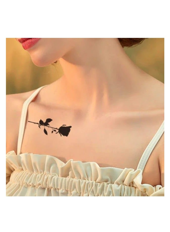 ملصقات وشم مؤقتة وهمية مقاومة للماء على شكل فراشة عباد الشمس وزهور الورد وملصقات وشم مختلفة الأشكال وملصقات فنية للجسم (عبوة من 5 أوراق بتصميمات مختلفة) - Image 4