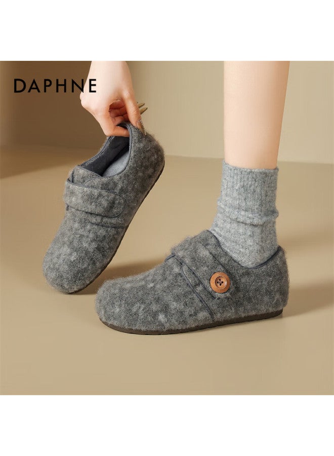 Daphne Women's Snow Boots New Winter Plush Warm Furry Shoes Magic Tape Birkenstock Cotton Shoes Gray Size 39 - Image 5