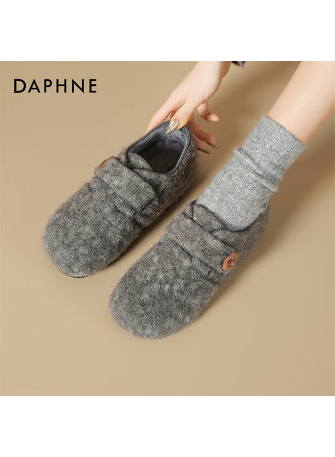 Daphne Women's Snow Boots New Winter Plush Warm Furry Shoes Magic Tape Birkenstock Cotton Shoes Gray Size 39 - Image 3
