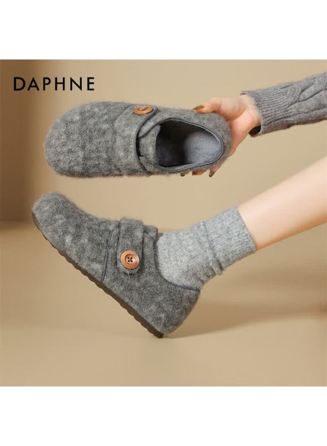 Daphne Women's Snow Boots New Winter Plush Warm Furry Shoes Magic Tape Birkenstock Cotton Shoes Gray Size 39 - Image 4