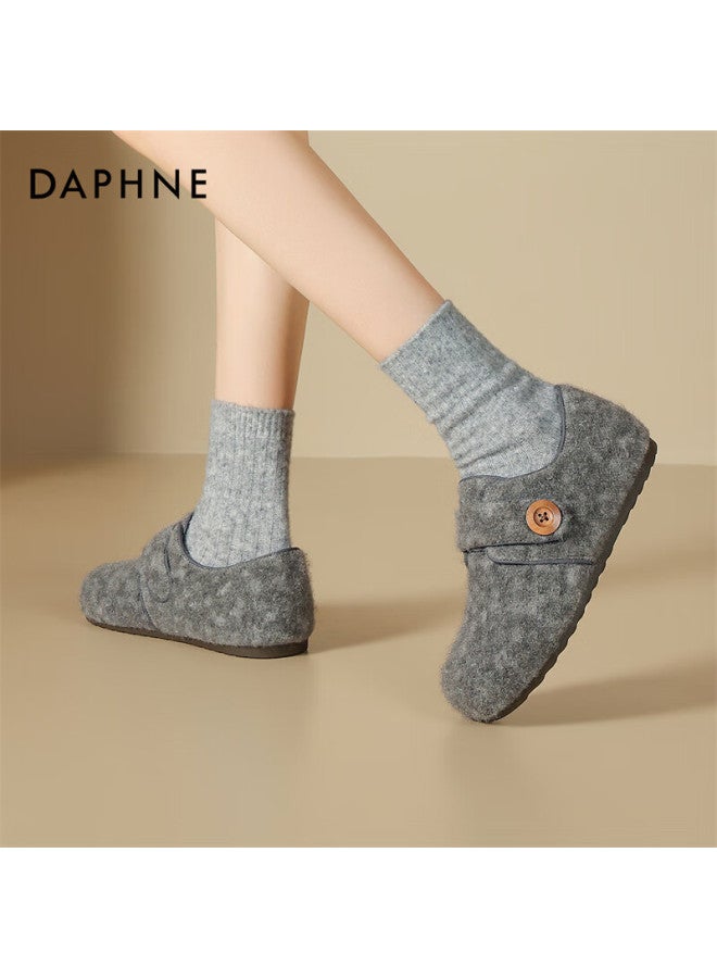 Daphne Women's Snow Boots New Winter Plush Warm Furry Shoes Magic Tape Birkenstock Cotton Shoes Gray Size 39 - Image 2