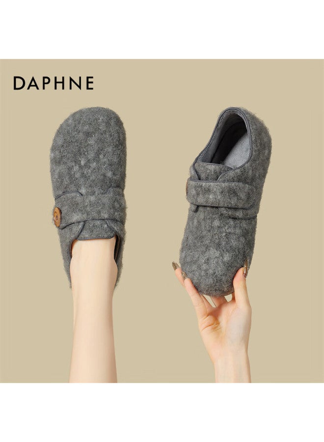Daphne Women's Snow Boots New Winter Plush Warm Furry Shoes Magic Tape Birkenstock Cotton Shoes Gray Size 39 - Image 1