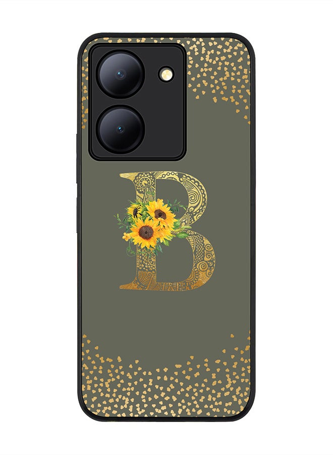 Stylizedd Case for Vivo Y36 / Vivo Y36 5G, Slim fit Flexible Cover Custom Monogram Initial Letter Floral Mandala Pattern Alphabet - B (Olive Green) - Image 1
