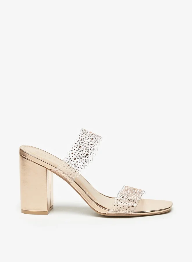 سيليست Women'S Embellished Slip-On Sandals With Block Heels