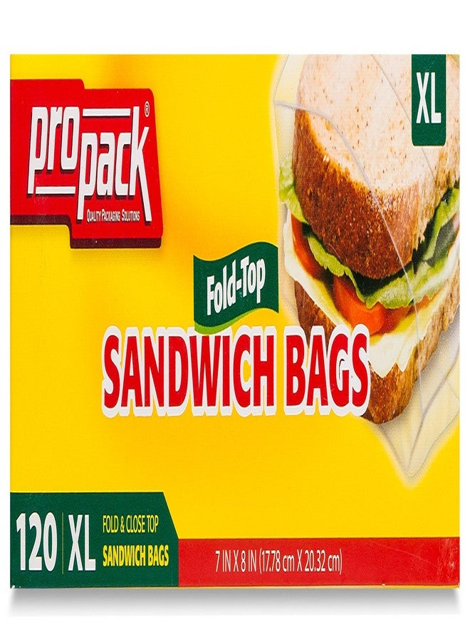 ProPack Disposable Plastic Sandwich Bags Extra Large, with Fold Close Top 120 Bags, Great for Home, Office, Vacation, Traveling, Sandwich, Fruits, Nuts, Cake, Cookies, Or Any Snacks (1 Packs) - Image 2