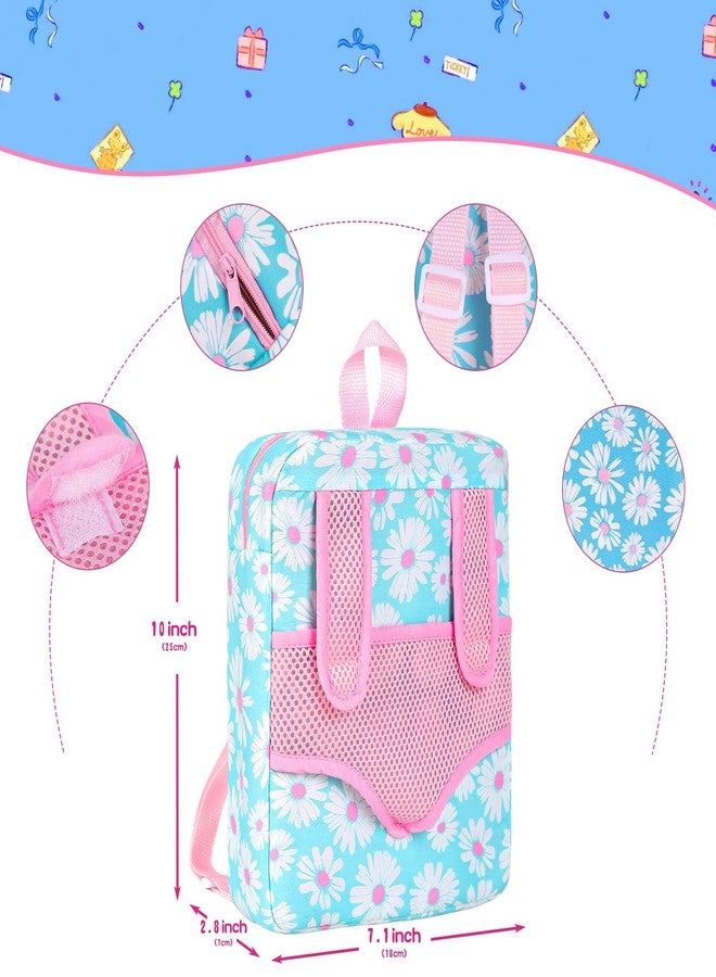 DOTVOSY 12" Girls Baby Doll Daisy Theme Backpack Carrier Playset,12 Inch Reborn Baby Dolls With Accessories And Clothes Set Toy Stuffs Pink Hanky Diaper Bottle Nipple And Gifts For Baby Toddler Age 3+ - Image 3